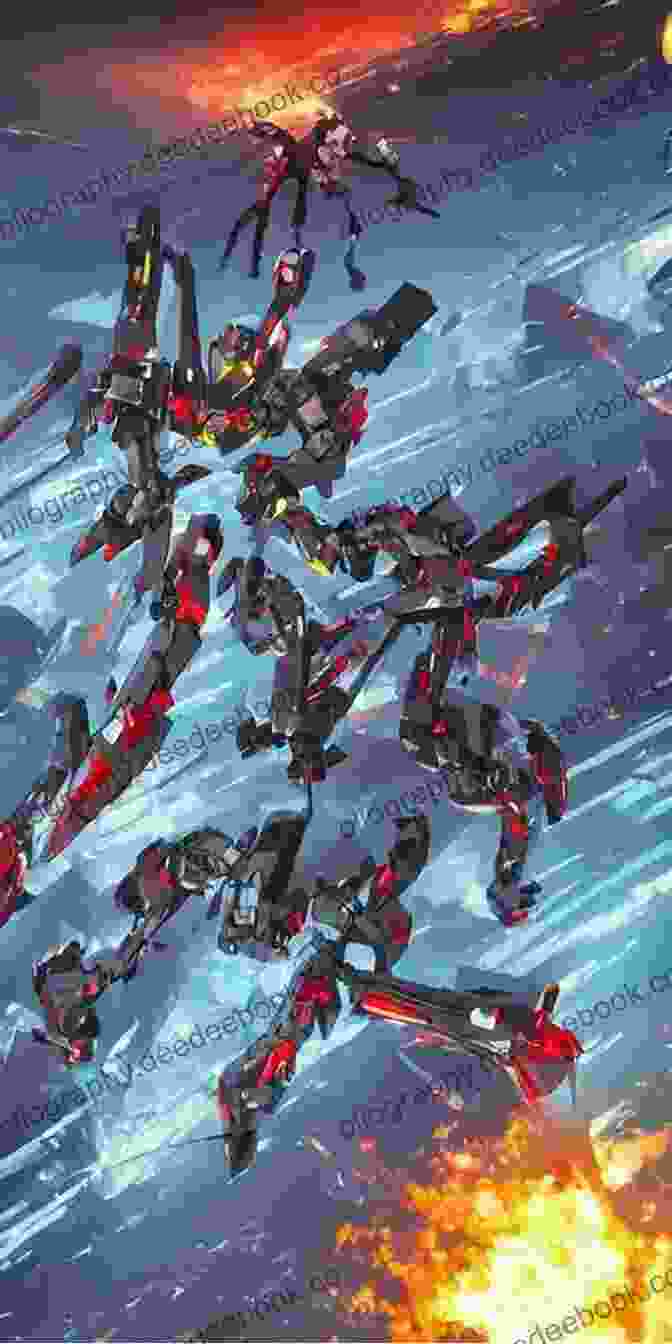 A Fierce Battle Between Mechas In New Genesis, With Explosions And Energy Beams Illuminating The Battlefield Pyrite Seraph: A Mecha LitRPG (Captain Overdrive 2)