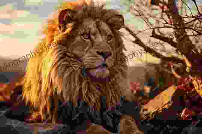 A Magnificent Male Lion With A Lush Mane, Surveying Its Territory With Regal Poise. Collection Of Amazing Animals