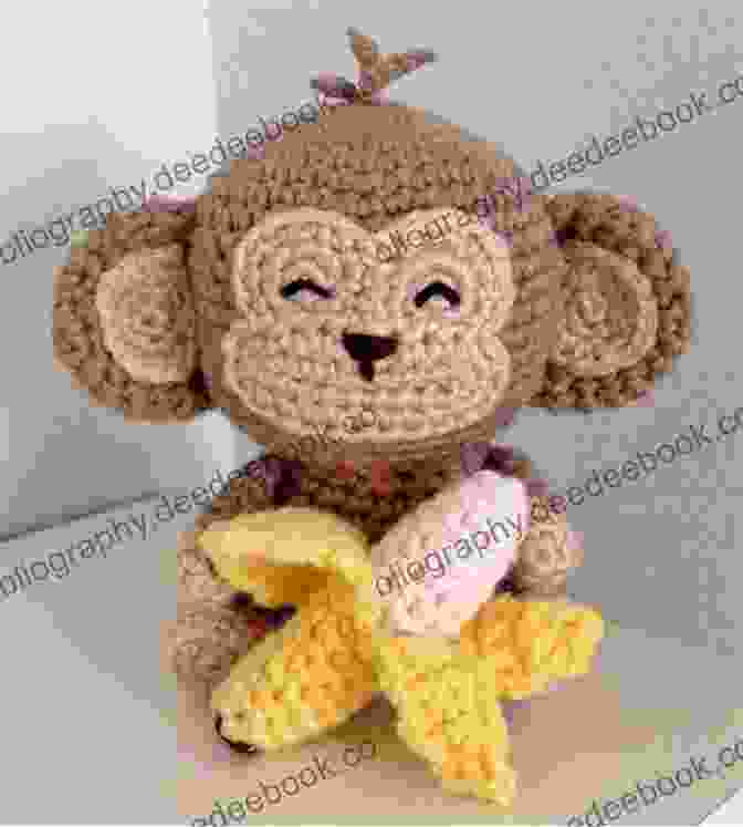 A Mischievous Crocheted Monkey Made With Chunky Yarn, Complete With A Curious Expression, Banana In Hand, And A Long, Swinging Tail. Mabel Bunny Co : 15 Loveable Animals To Crochet Using Chunky Yarn